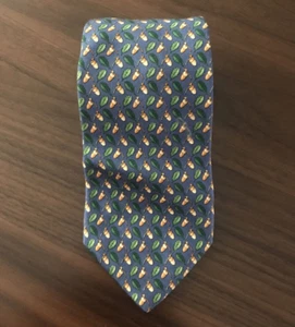 Brooks Brothers Blue Silk Tie With Acorn And Leaves - Picture 1 of 8