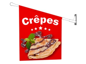 Werbefahne CRÊPES - Kioskfahne, Fahnenset komplett - Bild 1 von 2