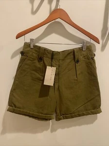 Burberry Brit Yellow Olive Cotton Linen Blend Shorts Misses Size US 4 NWT! New - Picture 1 of 15