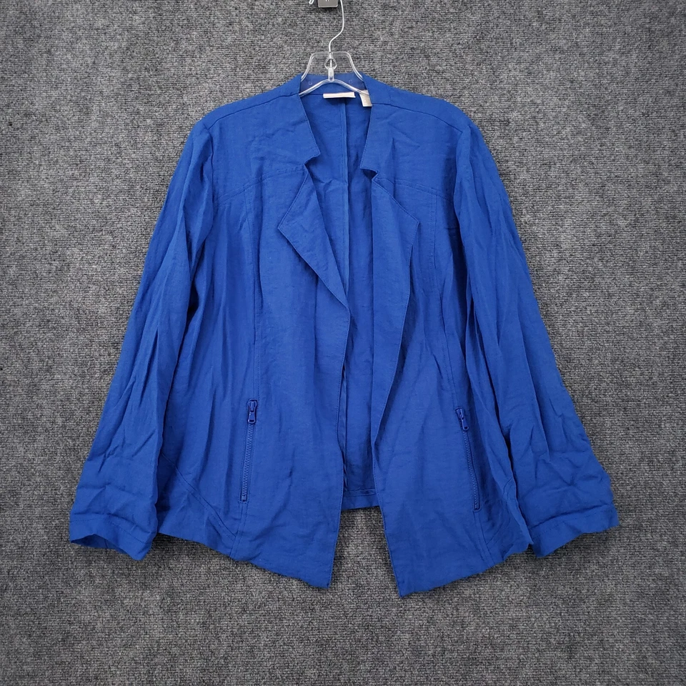 Chicos Blazer Mujer 2 US 12 Azul Ligero Frente Abierto Traje Chaqueta Muesca Foto 1 de 4
