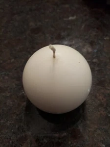 CANDLE-LITE ROUND BALL WAX CANDLE OFF WHITE ONE WICK - Picture 1 of 2