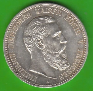 Coin silver Prussia 5 Mark 1888 Friedrich III. very pretty Leipzig - Picture 1 of 3