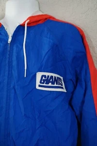 VINTAGE GIANT'S NFL HOODED NYLON WINDBREAKER LIGHTWEIGHT CHILD'S BOY JACKET 7 - Picture 1 of 5