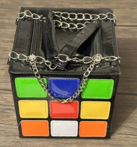 Vintage einzigartige 80er Stil Rubix Rubics Spielwürfel Neuheit Handtasche mit Kettengriff - Bild 1 von 10