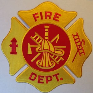 FIRE DEPARTMENT PATCH - HUGE FIREMAN BADGE - 10 INCHES - Picture 1 of 1
