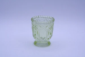 Green Votive Tea Light Holder Pressed Glass Glows - Picture 1 of 10