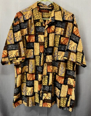 Camisa TORI RICHARD Hombres XL Marrón Floral Tropical Vacaciones Manga Corta Hawaii EE. UU. Foto 1 de 4