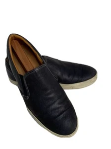 Saks Fifth Avenue Shoes Sz 12 Men Dark Blue Leather Sneaker Deck Shoe Italy - Picture 1 of 6