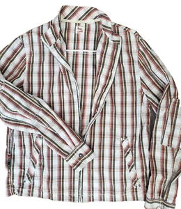 Shacket Plaid Full Zip Triple Five Soul Men's L Cotton Pockets Elbow patches VTG - Picture 1 of 8