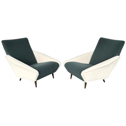 Rare Pair Distex Lounge Chairs by Gio Ponti Mid Century Modern Italy Cassina Cover