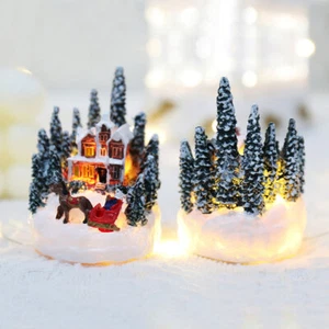1Pz Statuine Villaggio di Natale Illuminato LED Luminoso Micro Paesaggio Casa di Natale - Foto 1 di 12