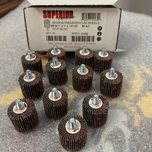BOX OF 10 Superior 10164 Flap Wheel Mandrel 1 x 1" x 1/4"-20 Aluminum Oxide P80  - Picture 1 of 7