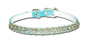 Majestic Jeweled Vinyl Dog Collar Czech Crystals Color Choice Size Choice Unisex - Picture 1 of 1