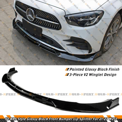Para 21-23 Mercedes Benz W213 E300 E53 AMG V2 Estilo Brillo Negro Labio Delantero Foto 1 de 4