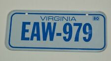 Nice Vintage 1980 VIRGINIA State Bicycle Metal License Plate EAW-979 Rare