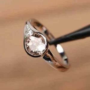 2.ct Natural Morganite Stylish Channel Set 14k SOLID White Gold Engagement Ring - Picture 1 of 5