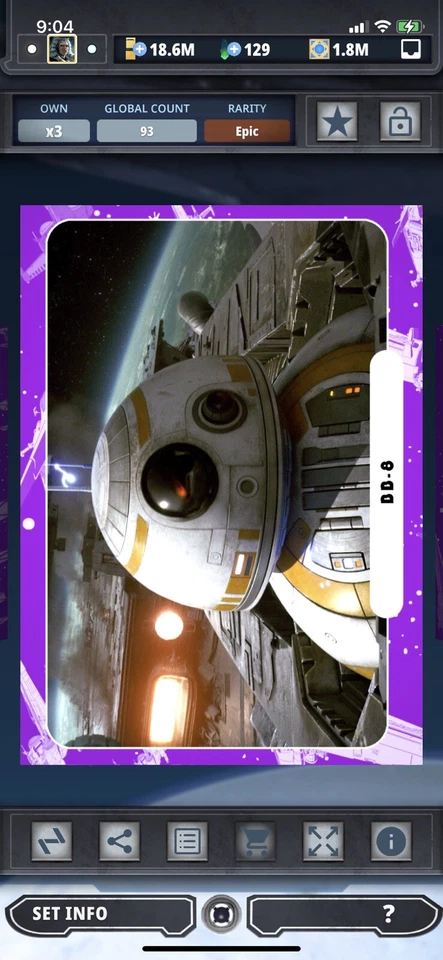 Topps Star Wars Digital Card Trader Purple TLJ Movie Cards BB-8 Insert - Image 1 of 1