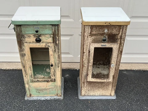 Vintage Metal Dental Cabinets Pelton Electrified Glass Front -Pair Cover