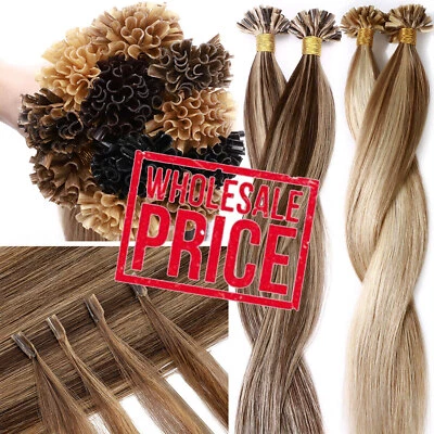 Double Drawn Nail U Tip 100% Human Hair Extensions Pre Bond Keratin 200G 200PCS - Image 1 of 4