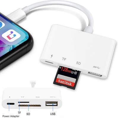 Camera Micro SD TF Memory Card Reader USB3.0 Adapter OTG Cable for iPhone 14+ 13 - Image 1 of 4