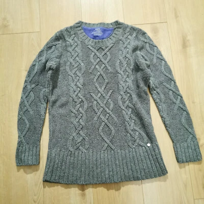 Superdry Mujer Jersey M Gris Medio Tejido con Cable Cuello Redondo Lana Acrílico Foto 1 de 4