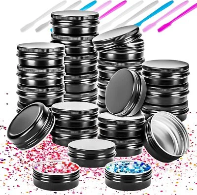 Paquete de 24 contenedores recargables de tarro de lata de aluminio MotBach de 0,5 oz, negro  Foto 1 de 4