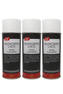 3x HEIZKÖRPERLACK SPRAY RAL9010 weiss glänzend 400ml Acryllack SCHNELLTROCKNEND - Bild 1 von 2