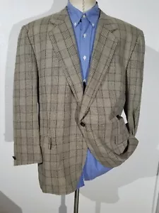 Vintage LeBaron 48L Brown Black Check Plaid Wool Tweed Blazer Sport Coat Jacket - Picture 1 of 7