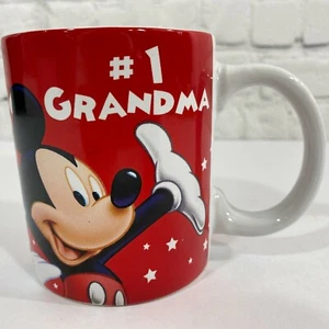 #1 GRANDMA Jerry Leigh Disney Mickey Mouse Donald Duck Red Coffee Mug Tea Cup - Picture 1 of 8