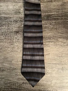 Croft & Barrow Brown Tan Blue Striped Abstract Mens Neck Tie Classic - Picture 1 of 3