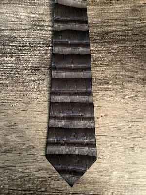 Croft & Barrow Brown Tan Blue Striped Abstract Mens Neck Tie Classic Foto 1 de 3