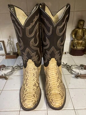 BOTAS DE HOMBRE LUSKEY EXÓTICAS PITÓN WESTERN RANCHERO BWANA BUSH Marrón Talla 10 B Foto 1 de 4