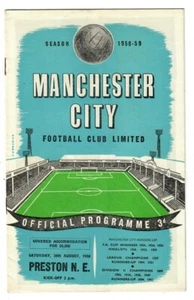 Manchester City v Preston North End - 1958-59 First Division Football Programme - Picture 1 of 3