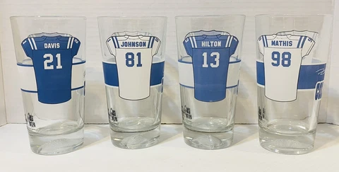 Set of 4 Indianapolis Colts NFL Drinking Glass Arbys Football Glass #21,81,13,28 Cover
