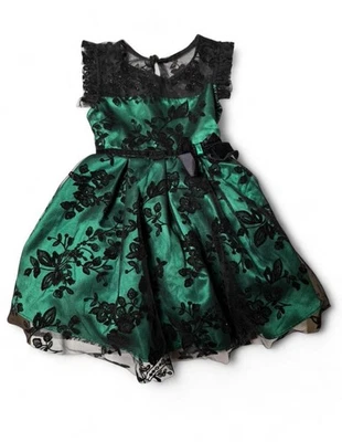 Jona Michelle 女孩翡翠绿色正装连衣裙 2T 码 — 第 1/4 张图片