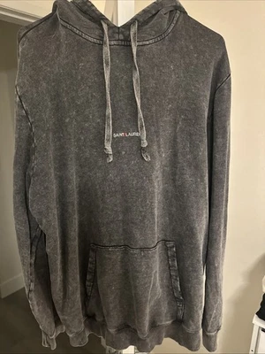Sudadera con capucha gris lavado ácido XL Yves Saint Laurent para hombre Foto 1 de 4
