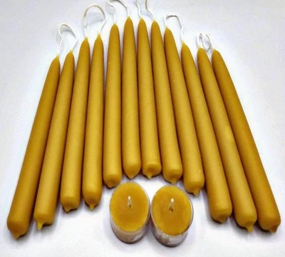 6 pares de conos de cera de abejas de 9 X 7/8 pulgadas (12 velas) - con DOS luces de té GRATIS Foto 1 de 3