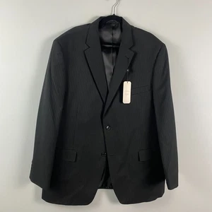Haggar Blazer Jacket Mens Sz 48L Black Pinstriped Sport Coat Suit Up - Picture 1 of 10