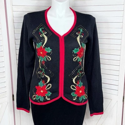 Suéter De Colección Vestido Granero Mujer Grande Negro Bordado Cuentas Navidad Foto 1 de 4