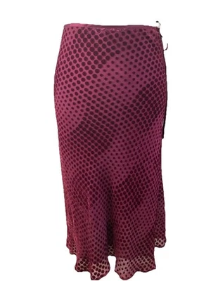 Laura Ashley Burgundy Devore Velvet/silk Midi skirt UK 16 - Image 1 of 4