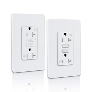 Paquete de 2 salidas de receptáculo delgado 20Amp 125V GFCI resistente a la manipulación resistente a la intemperie - Imagen 1 de 16