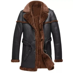 RAF BOMBER REAL LEATHER B7 ARMY JACKET SHEEPSKIN SHEARLING FUR STYLE MEN COAT - Picture 1 of 15