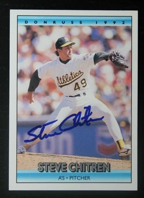 AUTOGRAPHED - Steve Chitren Donruss #385 Oakland Athletics 1992 MLB - Image 1 of 2