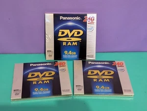 3x Panasonic DVD-RAM LM-AD240E 9.4GB 240 Min Disc Removable Cartridge Type 4 - Photo 1/9