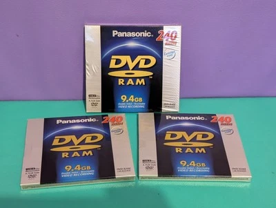 3x Panasonic DVD-RAM LM-AD240E 9.4GB 240 Min Disc Removable Cartridge Type 4 - Image 1 of 4