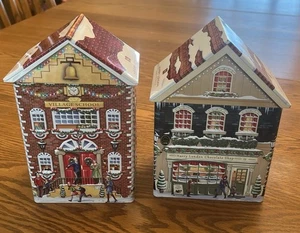 Harry London Chocolate Shop & Village School Empty Tins Christmas Holiday NICE!! - Picture 1 of 10