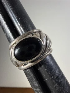 925, Sterling Silber breit und Onyx Kuppel Stil Größe 7 1/2, Unisex Design - Bild 1 von 6