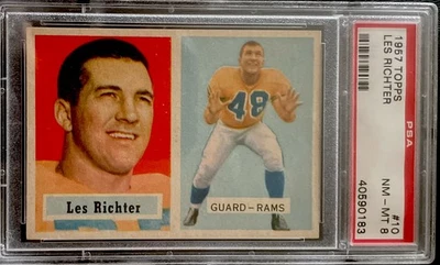 1957 Topps #10 Les Richter   PSA 8 - Image 1 of 4