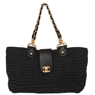 Chanel Navy Straw Tote Handbag 144693 - Image 1 of 4