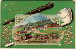 SHILLELAGH, TONPFEIFE, DUNMORE CO., IRL Vintage 1914 ST. PATRICK'S DAY Postkarte - Bild 1 von 2